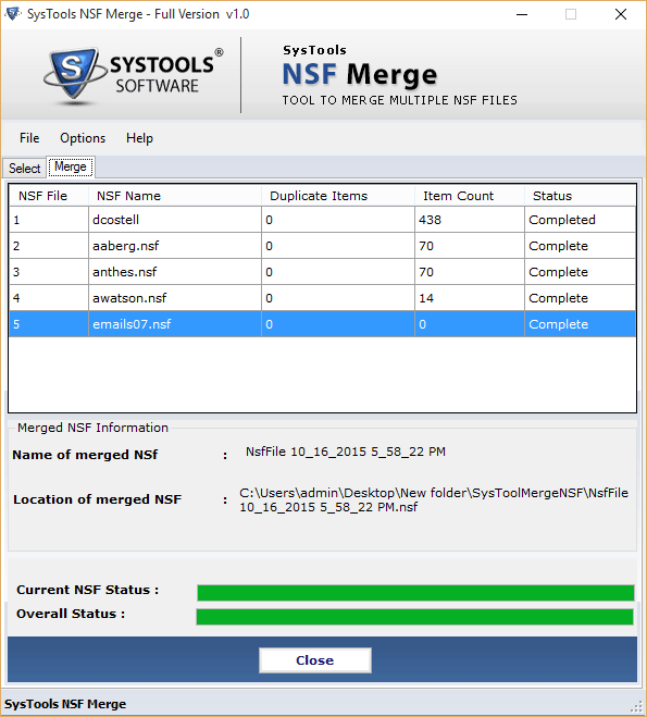 NSF Merge Process