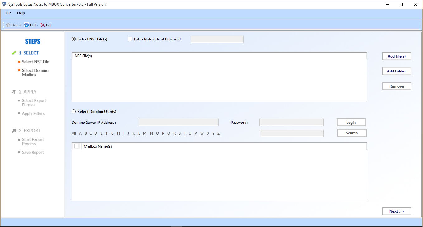 Export NSF Mailbox to MBOX