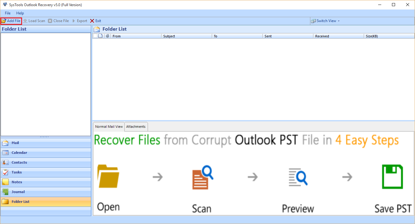 Outlook PST Add File