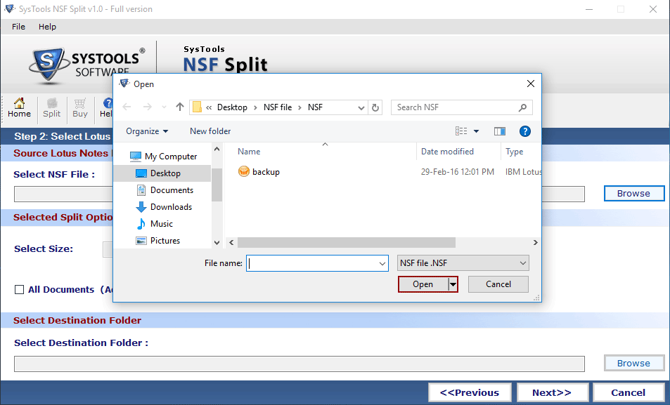 Open Split NSF File