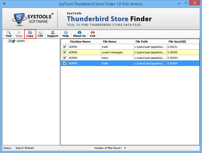 Thunderbird Store Finder Copy Files
