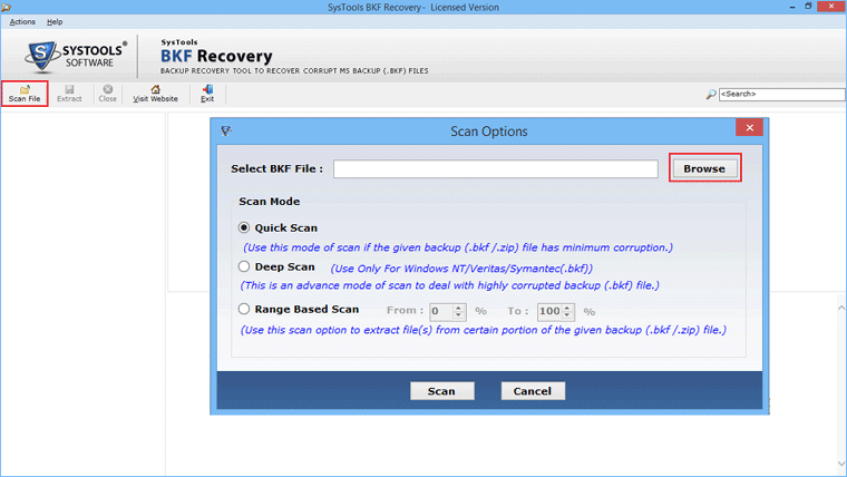 Scan Windows BKF File to Repair